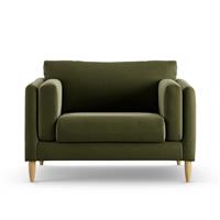 Habitat Newington Velvet Cuddle Chair - Moss Green - Ash Leg
