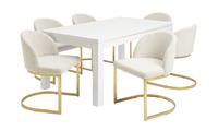 Argos Home Lyssa XL Extending Dining Table & 6 White Chairs