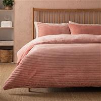 Argos Home Ribbed Fleece Pink Bedding Set - Superking