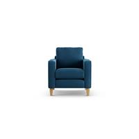 Habitat Flint Velvet Armchair - Ink Blue - Ash Leg