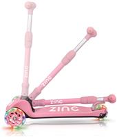 Zinc T-Motion Foldable Light Up 3 Wheel Scooter - Pink