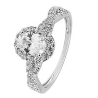 Revere 9ct White Gold Cubic Zirconia Engagement Ring - V