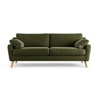 Habitat Ivor Velvet 4 Seater Sofa - Moss Green - Ash Leg