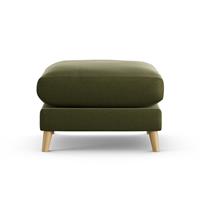 Habitat Lomond Velvet Footstool - Moss Green - Ash Leg