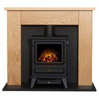 Adam Electric Freestanding Stove Suite - Oak & Black