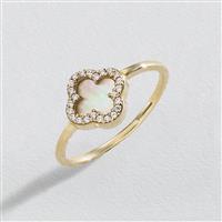 Revere 9ct Yellow Gold Clover MOP Ring - R