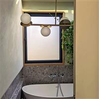 Houseof Opal Disk Metal & Glass Bathroom Ceiling Light-Brass