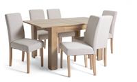 Argos Home Miami 4-6 Seater Extending Table & 6 Cream Chairs