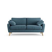 Habitat Ivor Fabric 3 Seater Sofa - Blue - Ash Leg