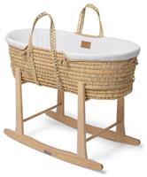Clair de Lune Organic Palm Moses Basket With Stand-White