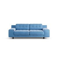 Habitat Hendricks Velvet 3 Seater Sofa - Sky Blue- Black Leg