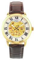 Rotary Men's Brown Leather Strap Silver Roman Dial Watch