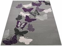Butterflies Grey Short Pile Rug - 230x160cm