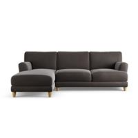 Habitat Askem Velvet Left Hand Corner Sofa- Grey - Ash Leg