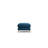 Habitat Lomond Velvet Footstool - Ink Blue - Ash Leg