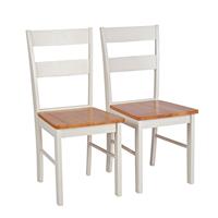 Argos Chicago Pair of Solid Wood Dining Chair- Oak & Cream