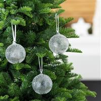 Habitat Pack Of 3 Glass Christmas Baubles - White