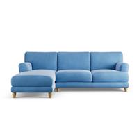 Habitat Askem Velvet Left Hand Corner Sofa- Sky Blue-Ash Leg