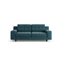 Habitat Hendricks Fabric 2 Seater Sofa - Teal - Black Leg