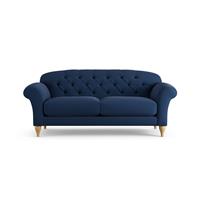 Habitat Brooker Fabric 3 Seater Sofa -Navy - Ash Leg