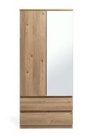 Habitat Jenson 2 Door 2 Drawer Mirror Wardrobe - Oak Effect