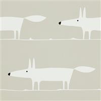 Scion Mr Fox on Snow Grey Wallpaper