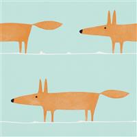 Scion Mr Fox Blue Wallpaper