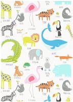 Scion Animated Zoo Animals Multicolour Kid's Wallpaper