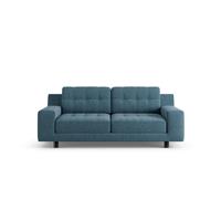 Habitat Hendricks Fabric 2 Seater Sofa - Blue - Black Leg