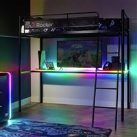 X Rocker HQ RGB LED Gaming High Sleeper With Mattress -Black