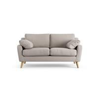 Habitat Ivor Fabric 2 Seater Sofa - Stone - Ash Leg