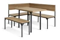 Habitat Loft Living Oak Dining Table & 2 Oak Benches