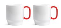 Designed By Sebastian Conran Set of 2 Porcelain Mugs - Red