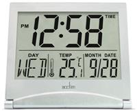 Acctim Mini Flip LCD Display Travel Alarm Clock - Silver