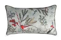 Argos Home Robin Christmas Velvet Cushion -Sage-30x50cm