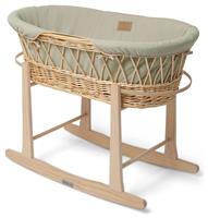 Clair de Lune Organic Wicker Moses Basket With Stand - Sage