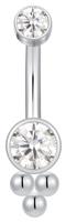 With Bling Titanium Cubic Zirconia Stone Bead Belly Bar