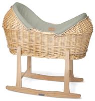 Clair de Lune Organic Noah Pod Moses Basket With Stand -Sage