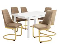 Argos Home Lyssa Extending Dining Table & 6 Beige Chairs