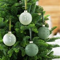 Habitat Pack Of 4 Flocked Glass Christmas Baubles - Green