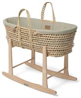 Clair de Lune Organic Palm Moses Basket With Stand - Sage