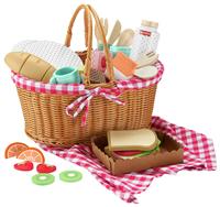 Fisher-Price Pretend Play Set Wooden Picnic Basket with Food