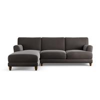 Habitat Askem Velvet Left Hand Corner Sofa- Grey - Dark Leg