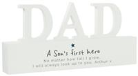 Personalised Message Son's First Hero Dad Wooden Ornament