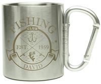 Personalised Message Fishing Club Stainless Steel Mug-Silver