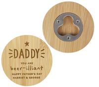 Personalised Message Star Bamboo Bottle Opener Coaster