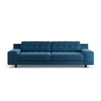 Habitat Hendricks Velvet 4 Seater Sofa - Ink Blue- Black Leg
