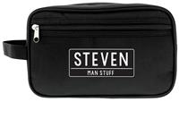 Personalised Message Free Text Black Toiletry Bag