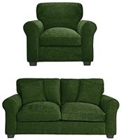 Argos Home Taylor Fabric Chair & 2 Seater Sofa - Green