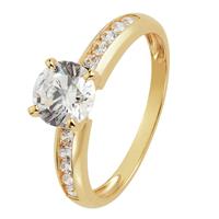 Revere 9ct Gold Cubic Zirconia Shoulder Engagement Ring - T